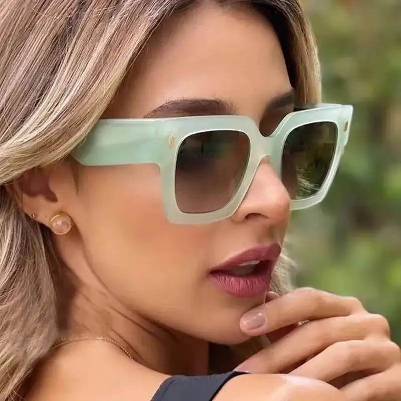 Oversized-Square teal sunglasses women